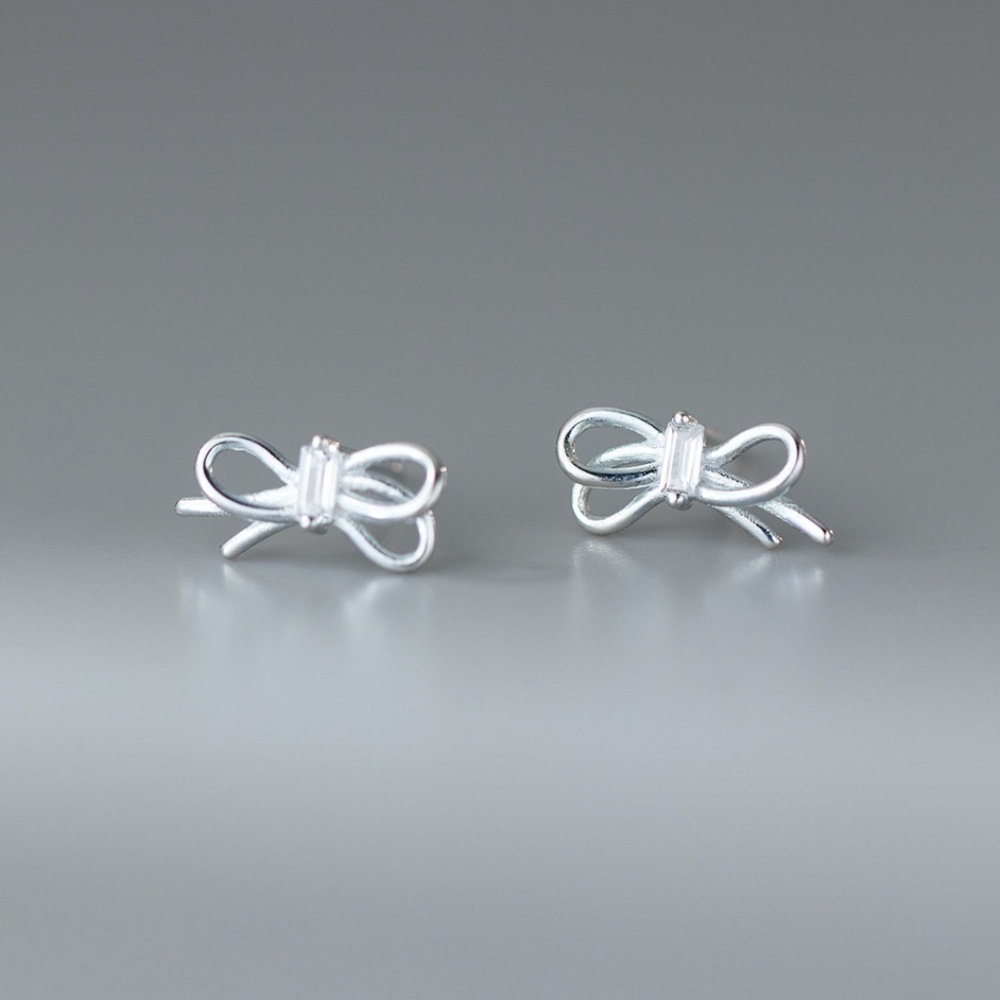 NWT Coquette Bow Ribbon Earrings Sterling Silver | Pretty Girly Unique Cute Stud